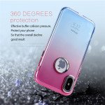 Wholesale iPhone X (Ten) Two Tone Color Hybrid Case (Hotpink Blue)